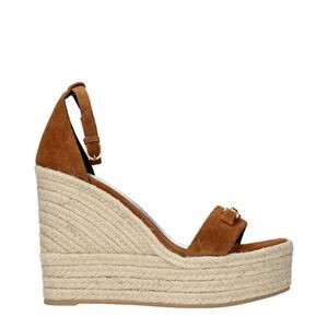 Versace Brown Leather Wedge Women's Sandals